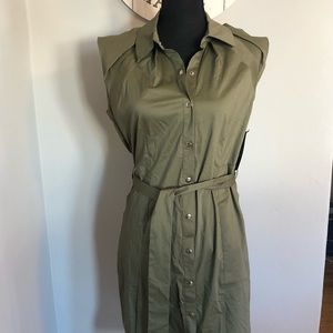 NY&C stretch army green sleeveless dress